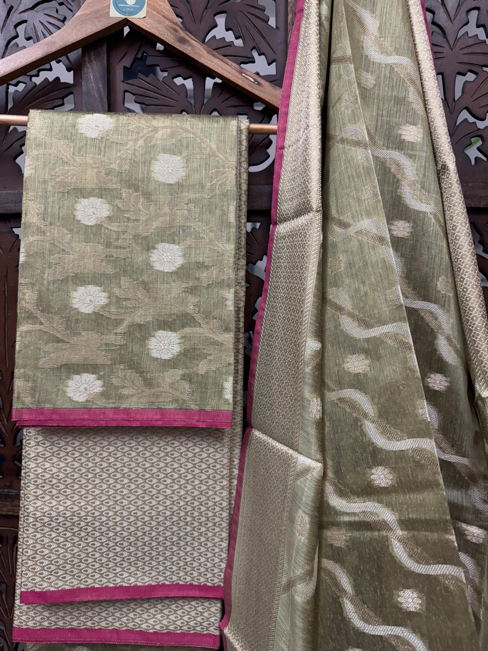 LIGHT OLIVE MUNGA SILK SUIT HANDMADEAHOLIC BY MISHKA