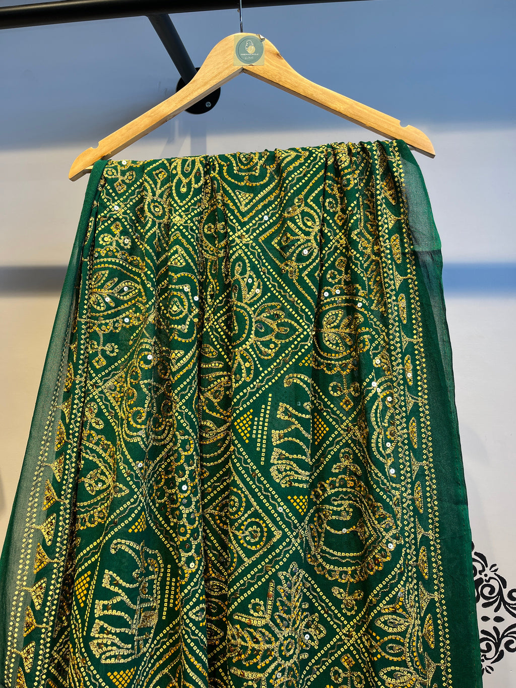GREEN VINTAGE WORK DUPATTA HANDMADEAHOLIC BY MISHKA