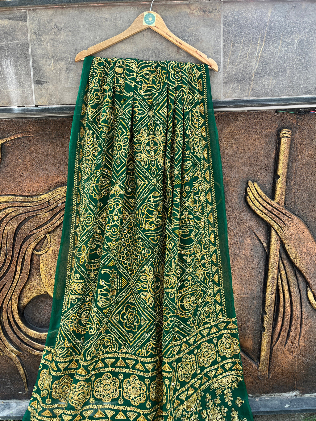GREEN VINTAGE WORK DUPATTA HANDMADEAHOLIC BY MISHKA