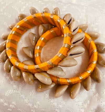 COWRIE YELLOW BANGLE HANDMADEAHOLIC BY MISHKA