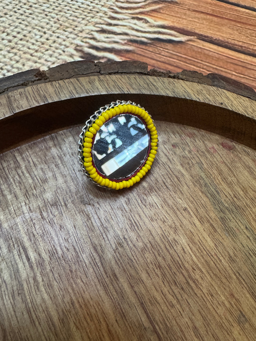 YELLOW BEADS RING HANDMADEAHOLIC BY MISHKA