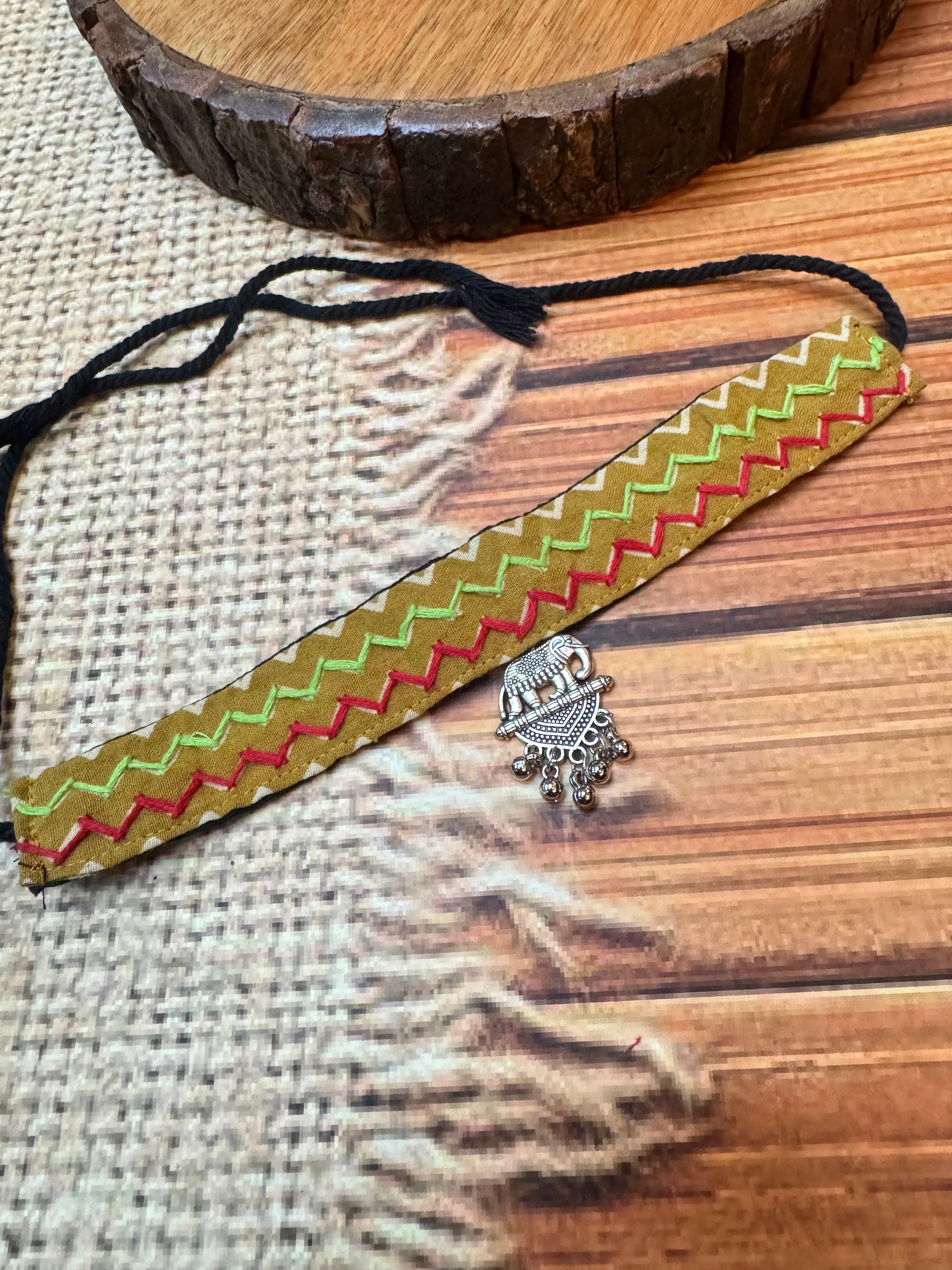 MUSTARD AJARAKH NECKLACE HANDMADEAHOLIC BY MISHKA