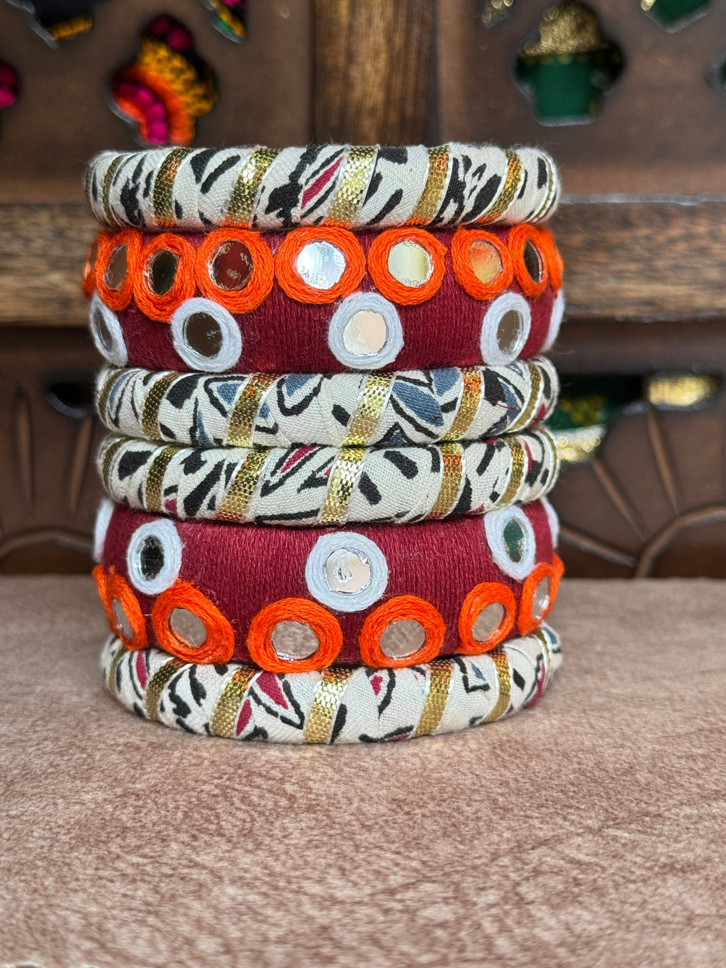 AJARAKH WHITE BANGLE HANDMADEAHOLIC BY MISHKA