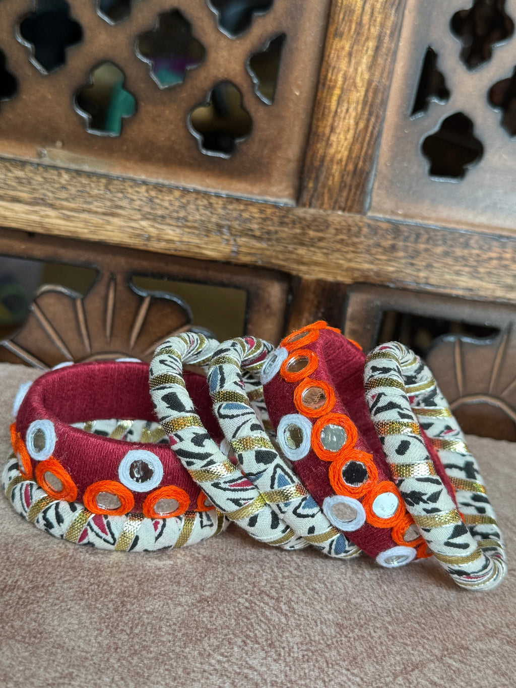 AJARAKH WHITE BANGLE HANDMADEAHOLIC BY MISHKA