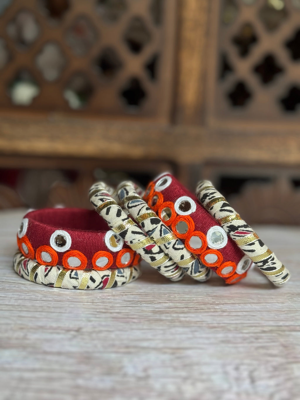 AJARAKH WHITE BANGLE HANDMADEAHOLIC BY MISHKA