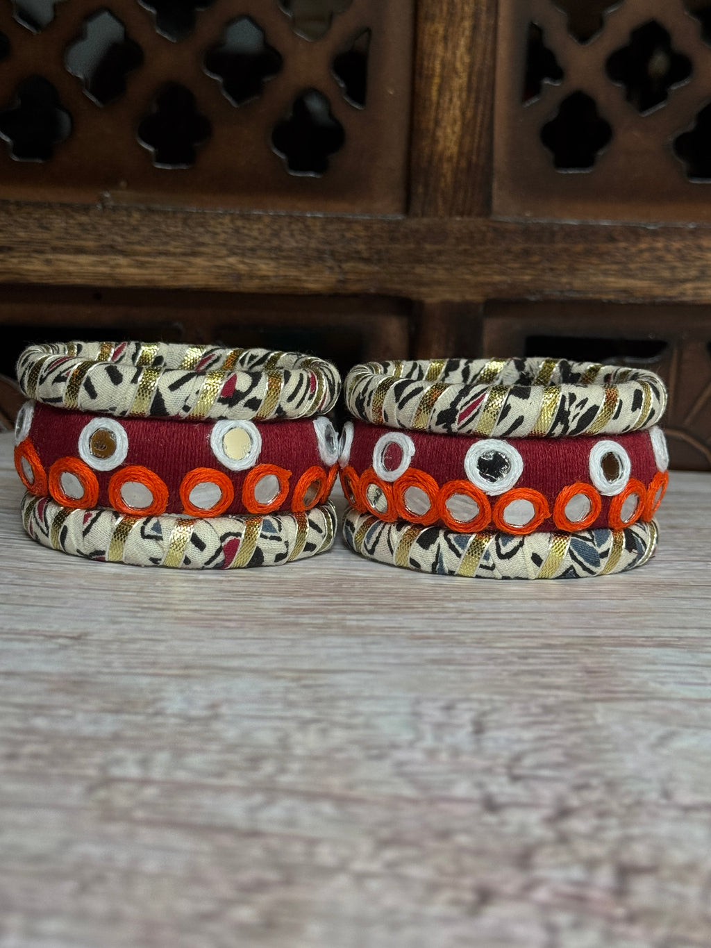 AJARAKH WHITE BANGLE HANDMADEAHOLIC BY MISHKA