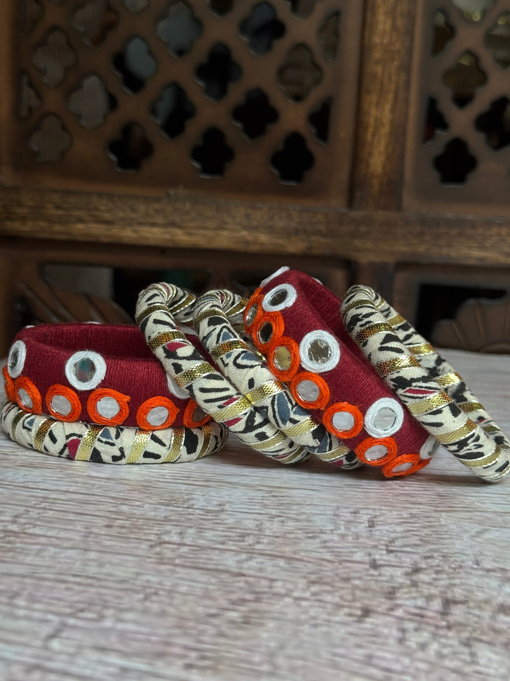 AJARAKH WHITE BANGLE HANDMADEAHOLIC BY MISHKA