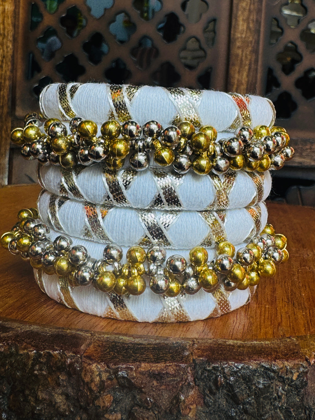 WHITE GHUNGHROO BANGLE HANDMADEAHOLIC BY MISHKA