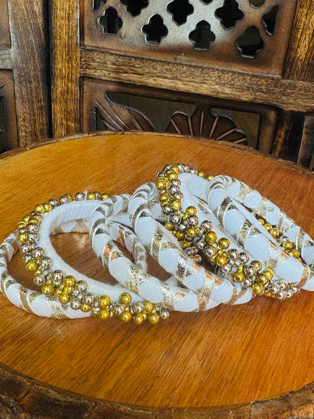 WHITE GHUNGHROO BANGLE HANDMADEAHOLIC BY MISHKA