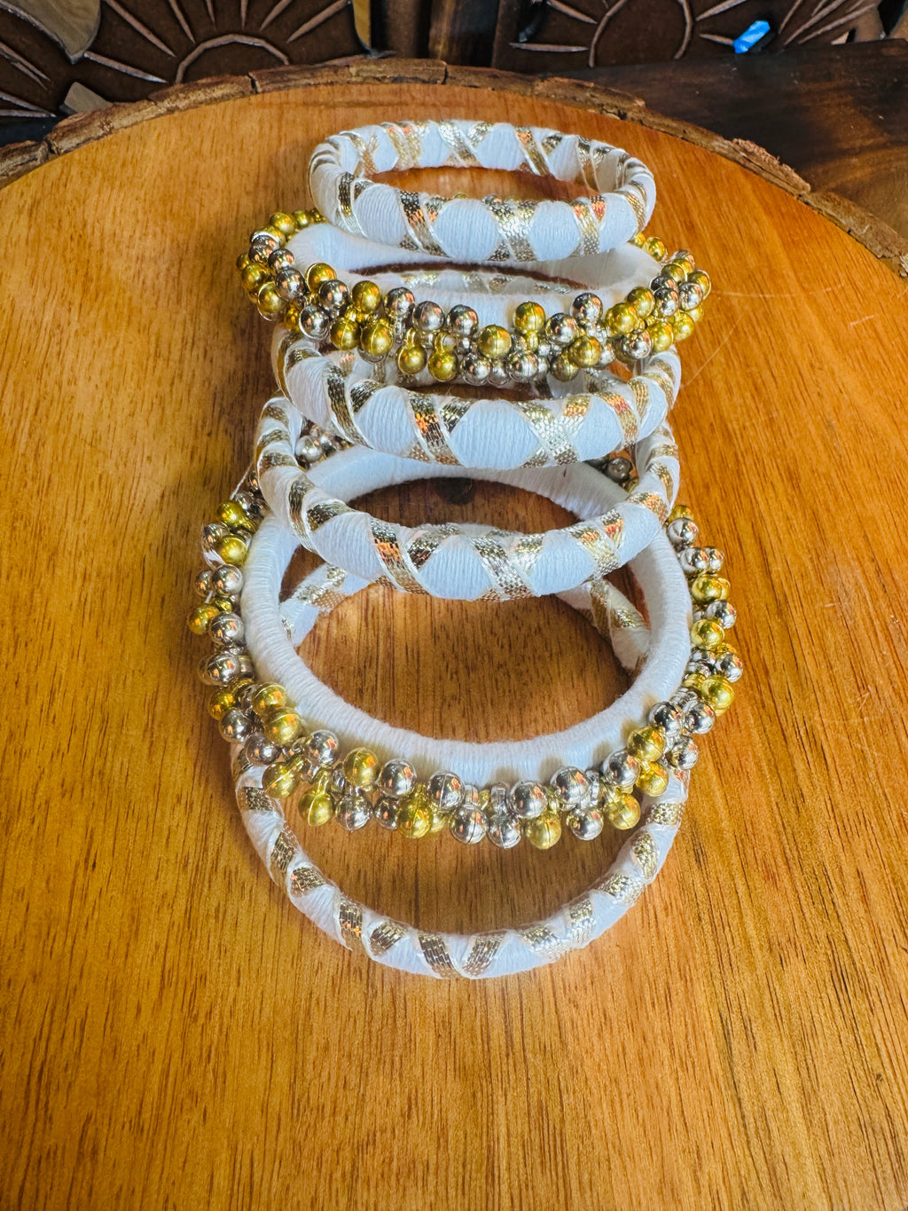 WHITE GHUNGHROO BANGLE HANDMADEAHOLIC BY MISHKA