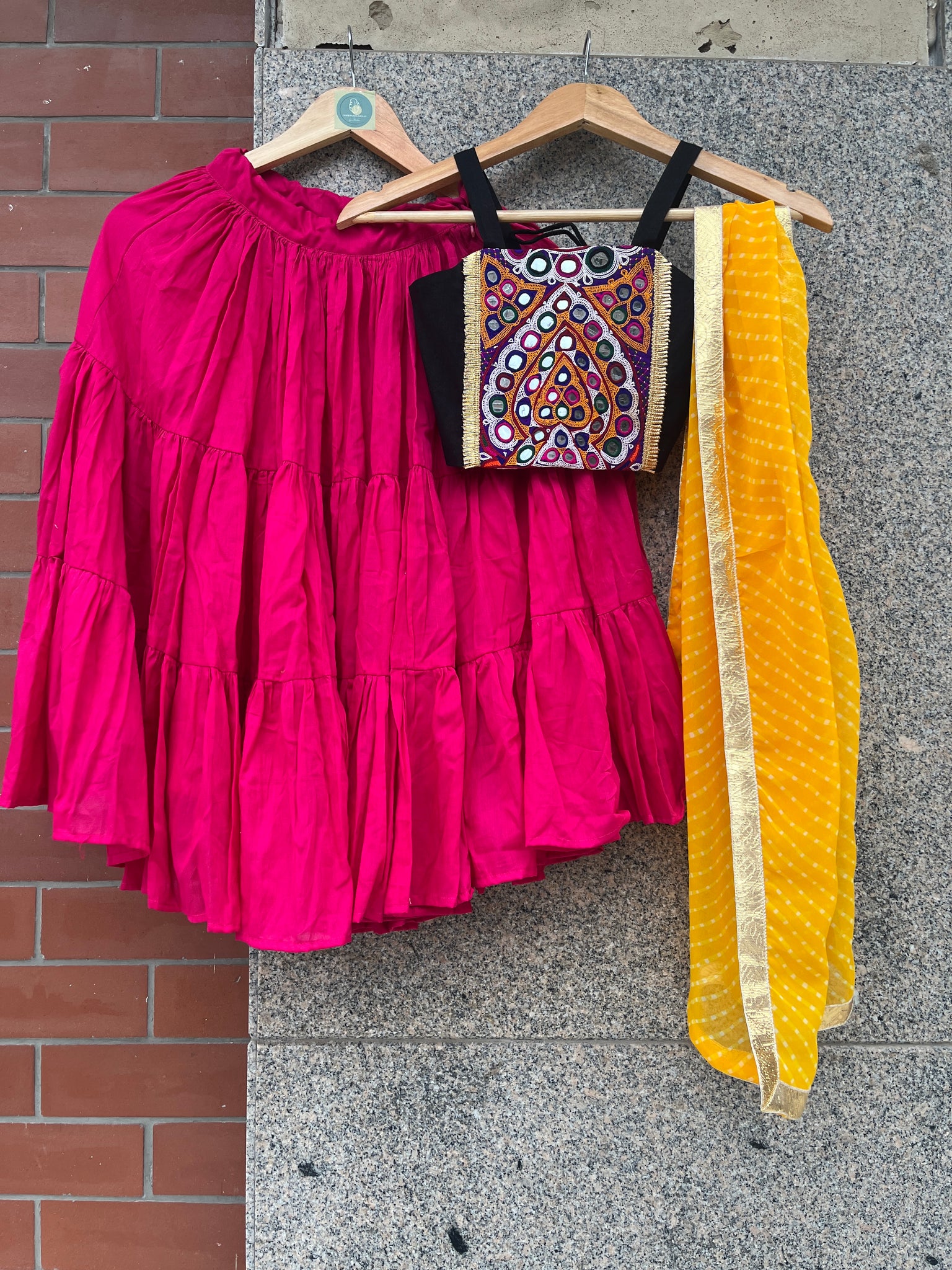 PINK AND BLACK BANJARA KIDS CHOLI - handmadeaholicmishka