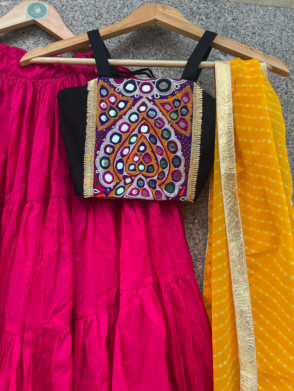 PINK AND BLACK BANJARA KIDS CHOLI - handmadeaholicmishka
