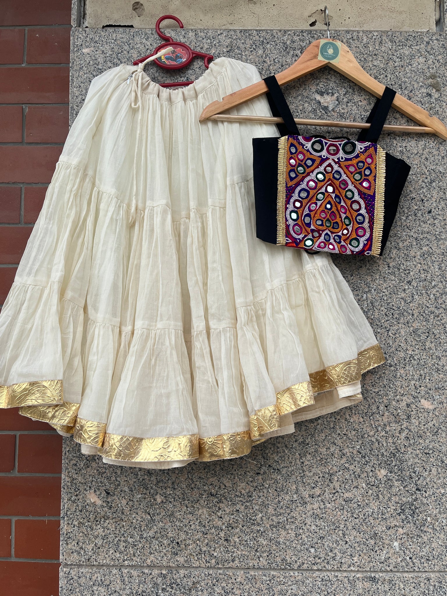 WHITE AND BLACK BANJARA KIDS CHOLI - handmadeaholicmishka