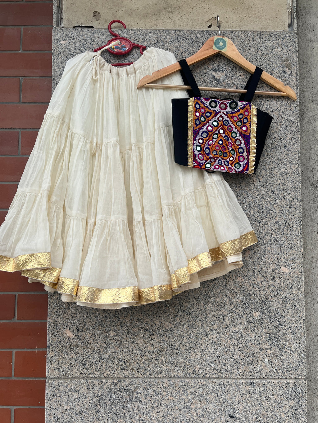 WHITE AND BLACK BANJARA KIDS CHOLI - handmadeaholicmishka
