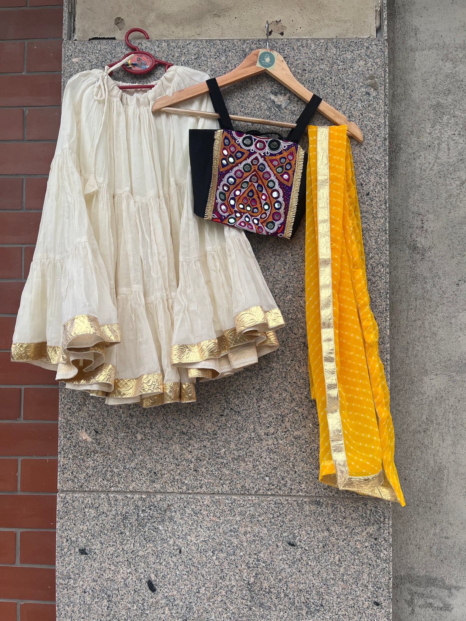 WHITE AND BLACK BANJARA KIDS CHOLI - handmadeaholicmishka