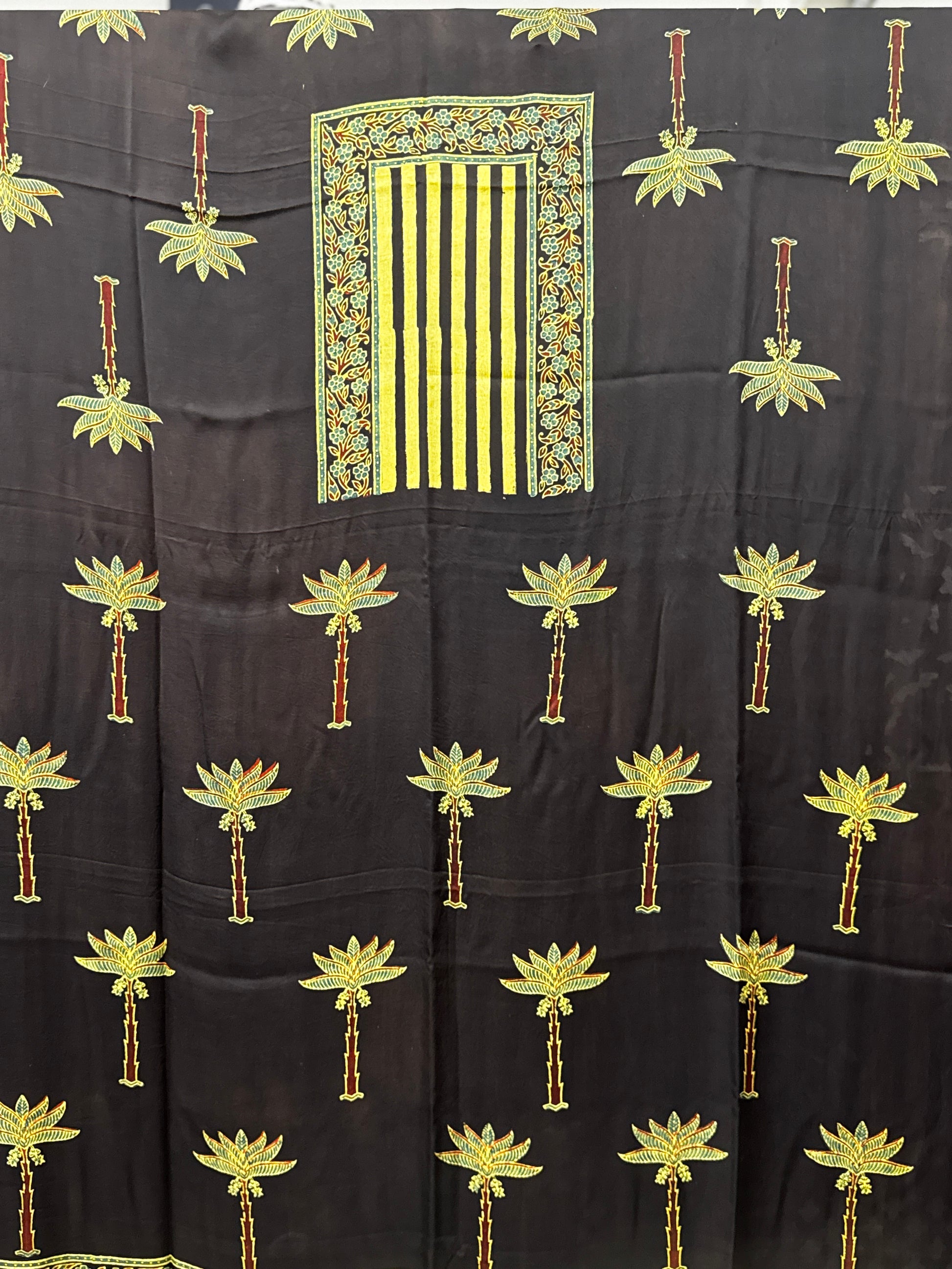 Exotic Midnight Palms: Hand-Block Ajrakh Modal Silk Unstitched Suit