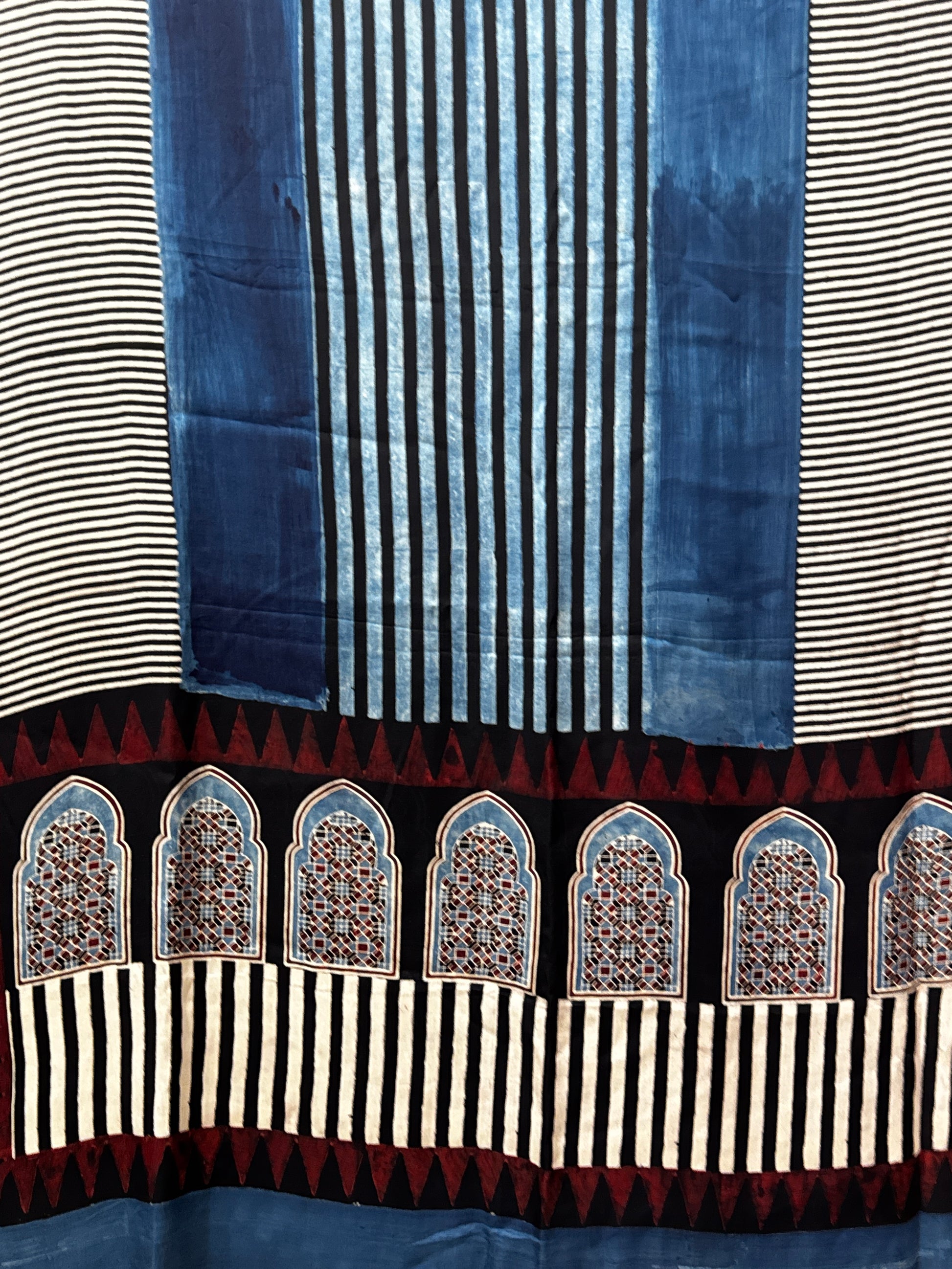 Midnight Indigo Jharokha Hand-Block Ajrakh Modal Silk Unstitched Suit