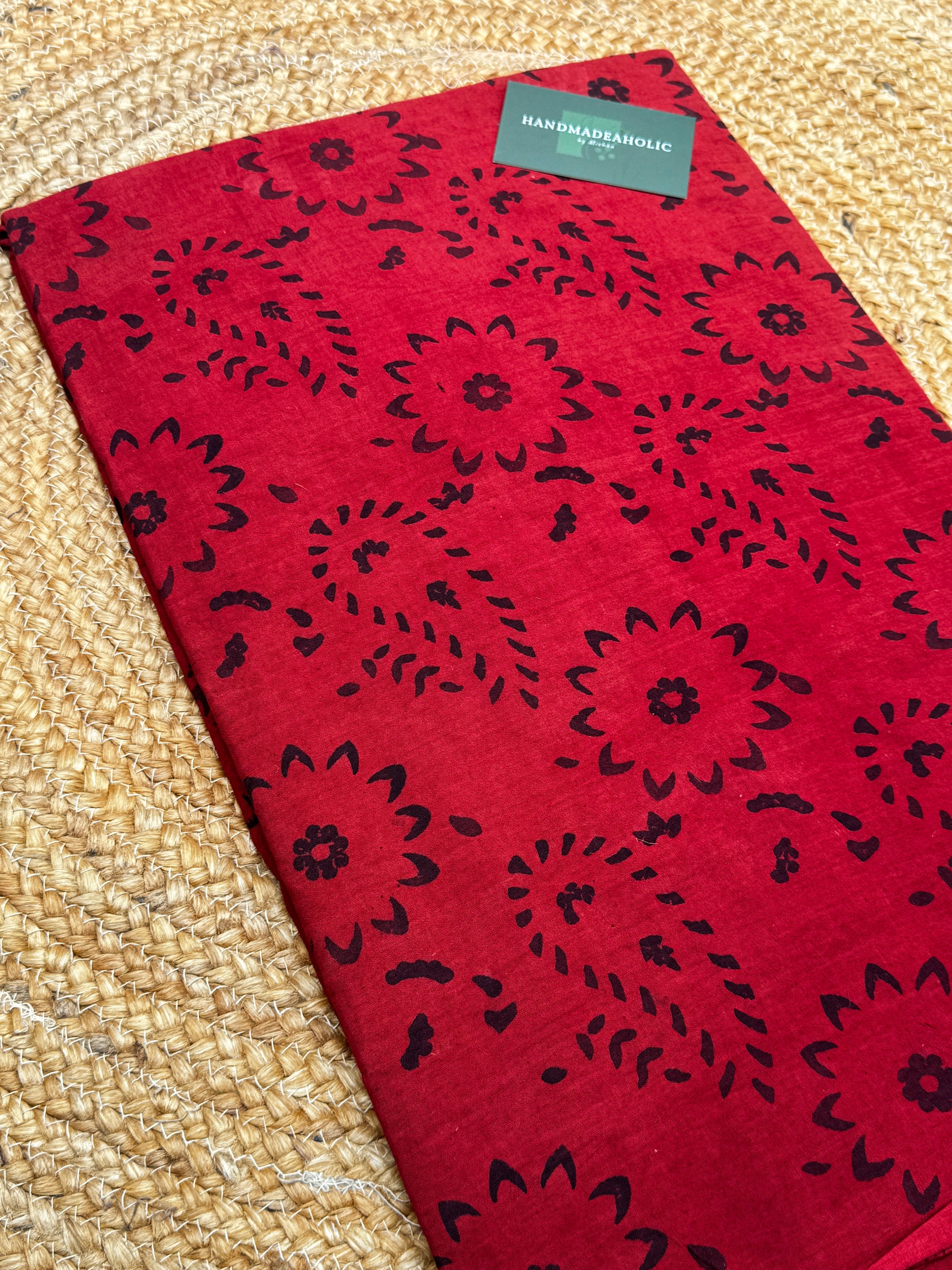 Crimson Heritage Ajrakh Handblock Cotton Fabric – Natural Dyes & Artisanal Craft