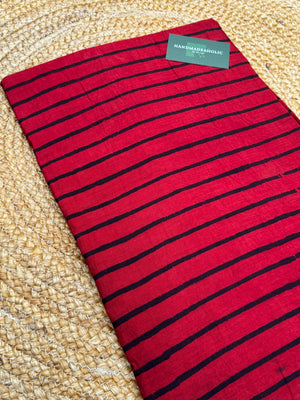 Crimson & Midnight Noir: Authentic Ajrakh Handblock Printed Cotton Fabric