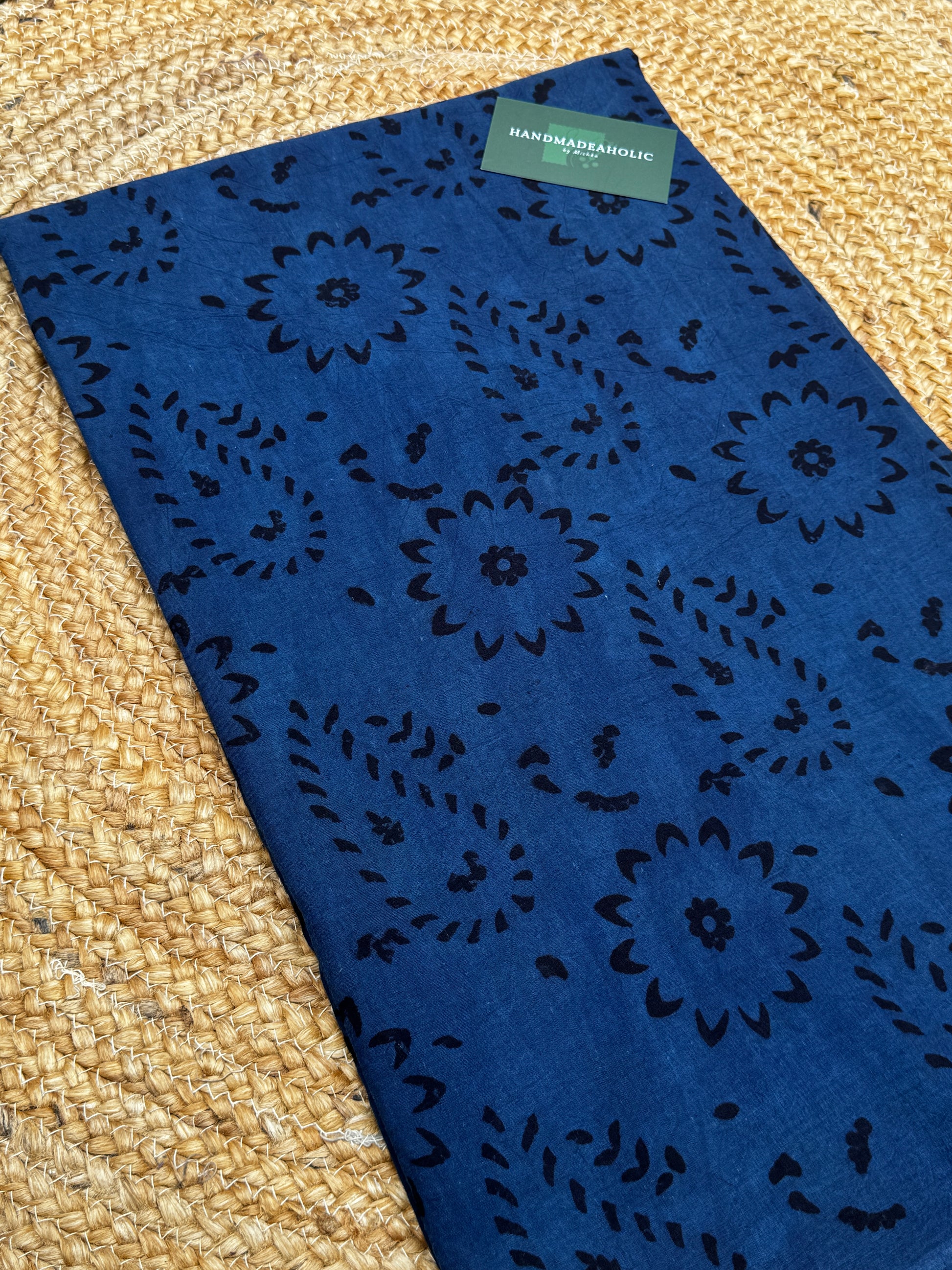 Indigo Bloom: Authentic Ajrakh Hand-Block Printed Cotton