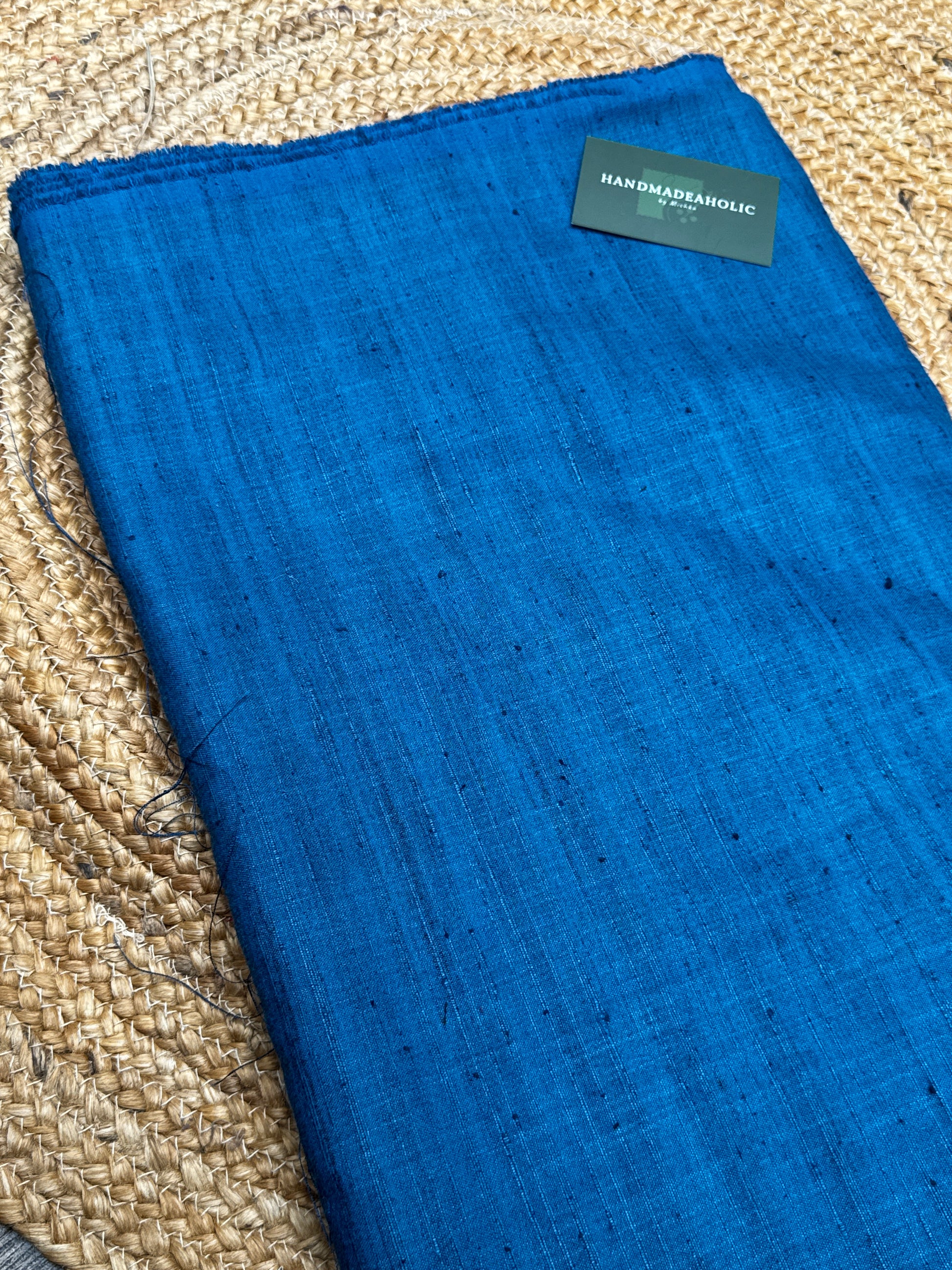 Handwoven Bhagalpuri Tussar Silk Fabric in Deep Aegean Blue