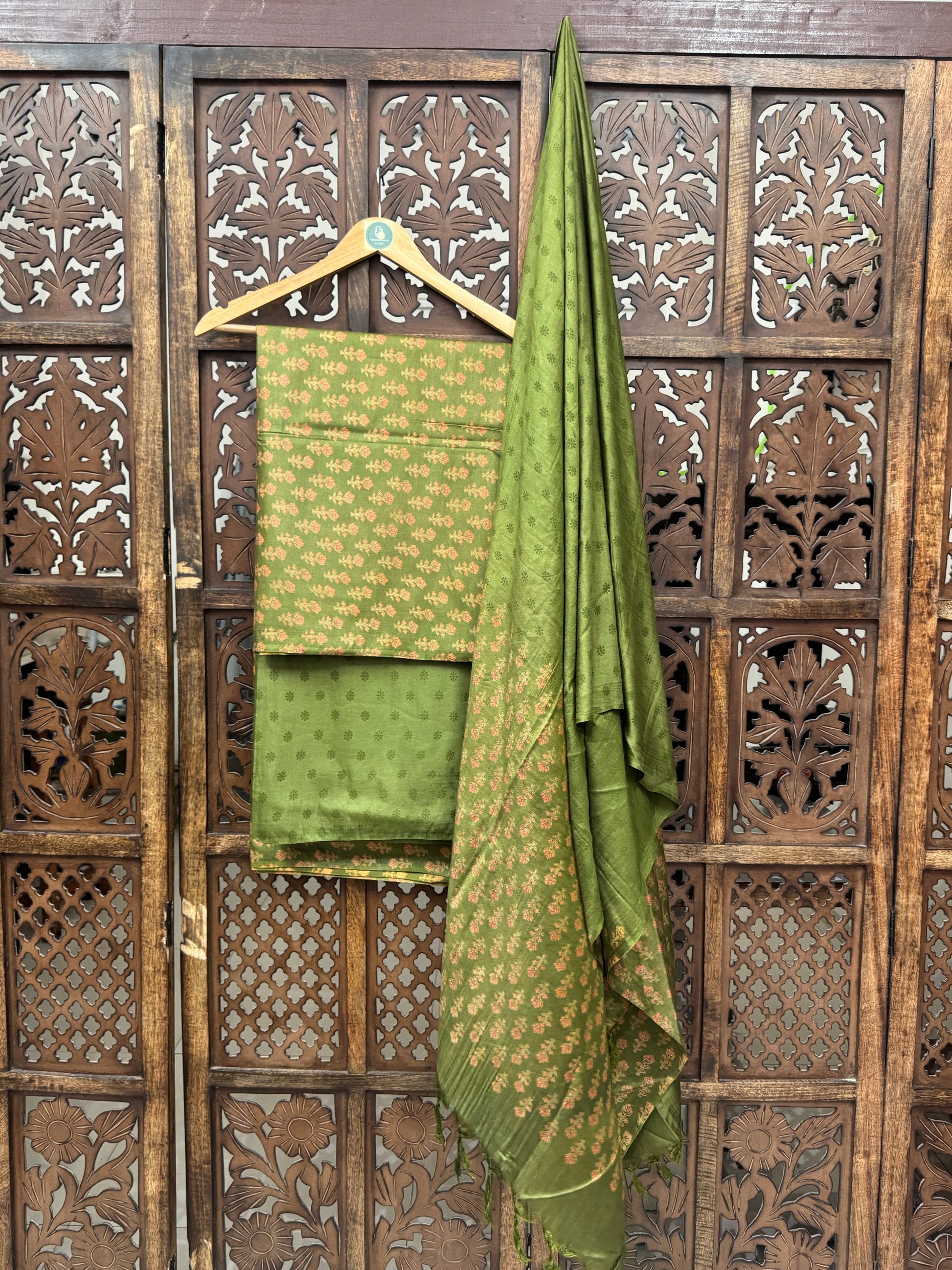 GREEN HEAVY COTTON SILK SUIT HANDMADEAHOLIC BY MISHKA
