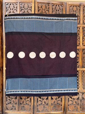 Hand-Block Printed Ajrakh Cotton Unstitched Suit Set – Geometric Indigo & Crimson