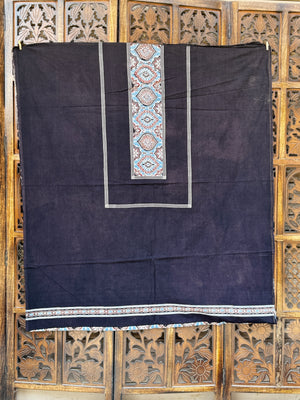 Midnight Indigo Ajrakh & Polka Hand-Block Printed Cotton Unstitched Suit Set