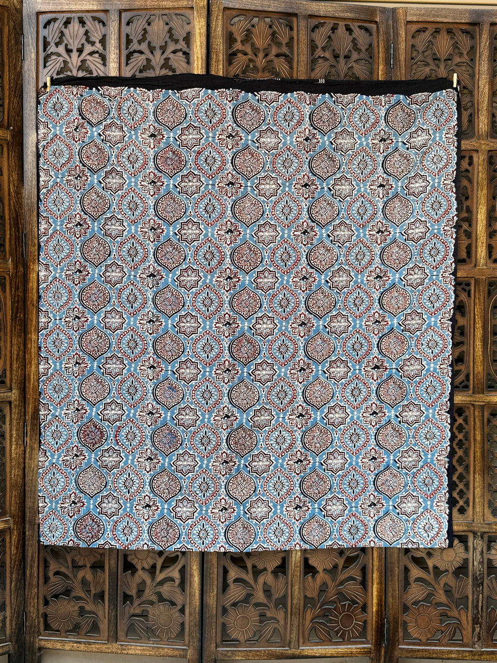 Midnight Indigo Ajrakh & Polka Hand-Block Printed Cotton Unstitched Suit Set