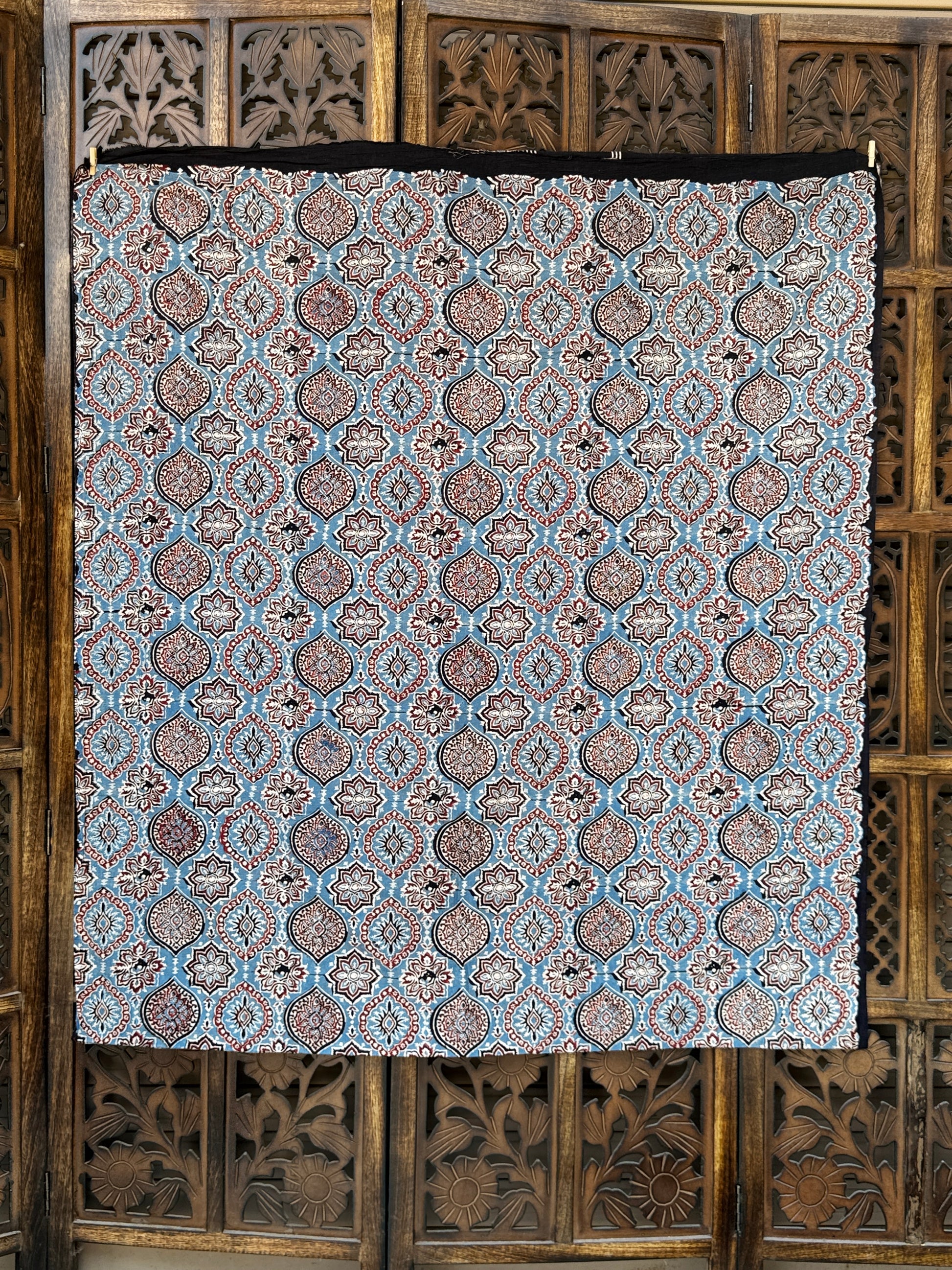 Midnight Indigo Ajrakh & Polka Hand-Block Printed Cotton Unstitched Suit Set