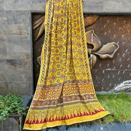 MUSTARD HANDCRAFTED AJARKH DUPATTA HANDMADEAHOLIC BY MISHKA