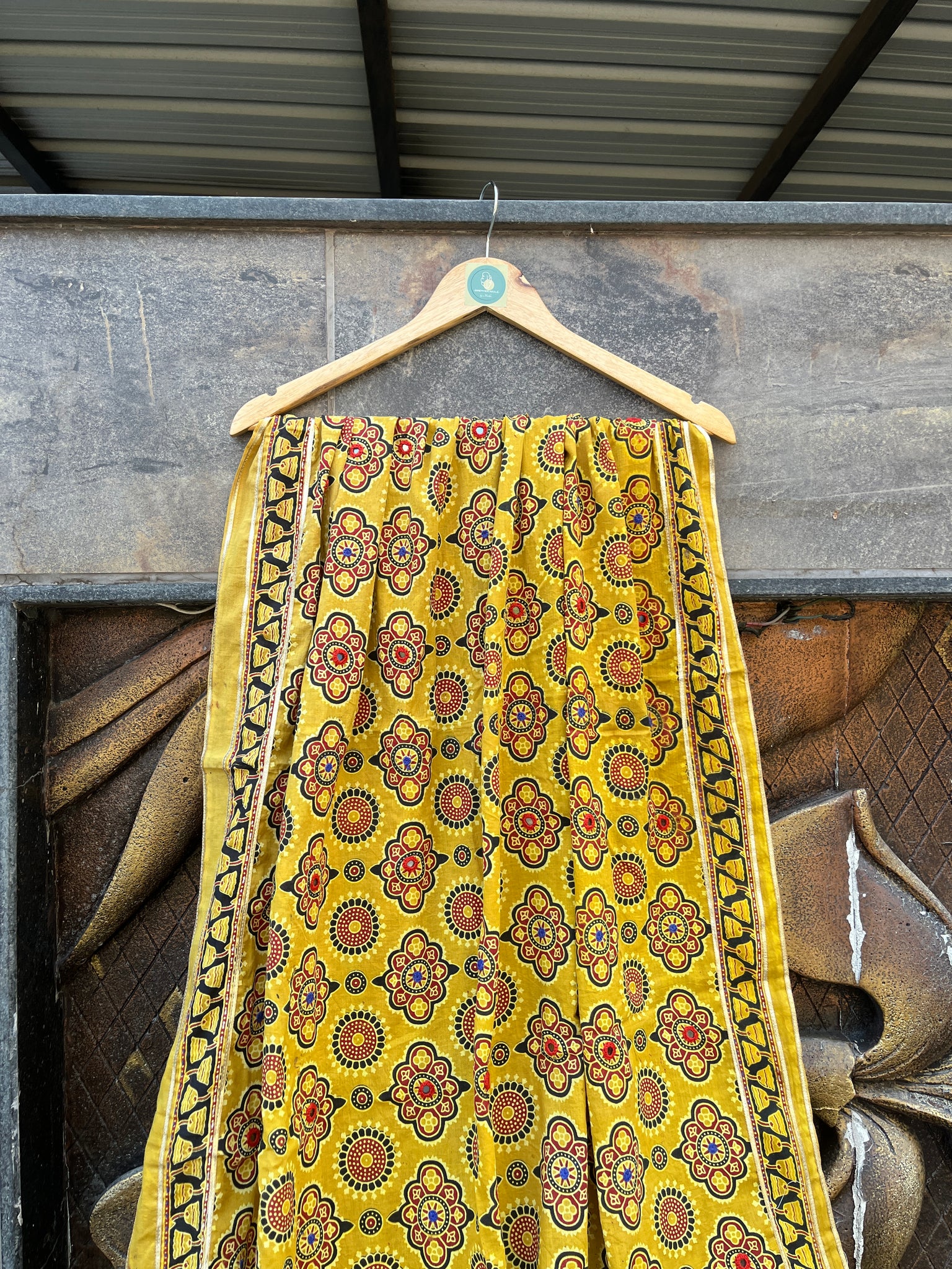 MUSTARD HANDCRAFTED AJARKH DUPATTA HANDMADEAHOLIC BY MISHKA