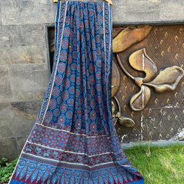 BLUE HANDCRAFTED AJARKH DUPATTA HANDMADEAHOLIC BY MISHKA