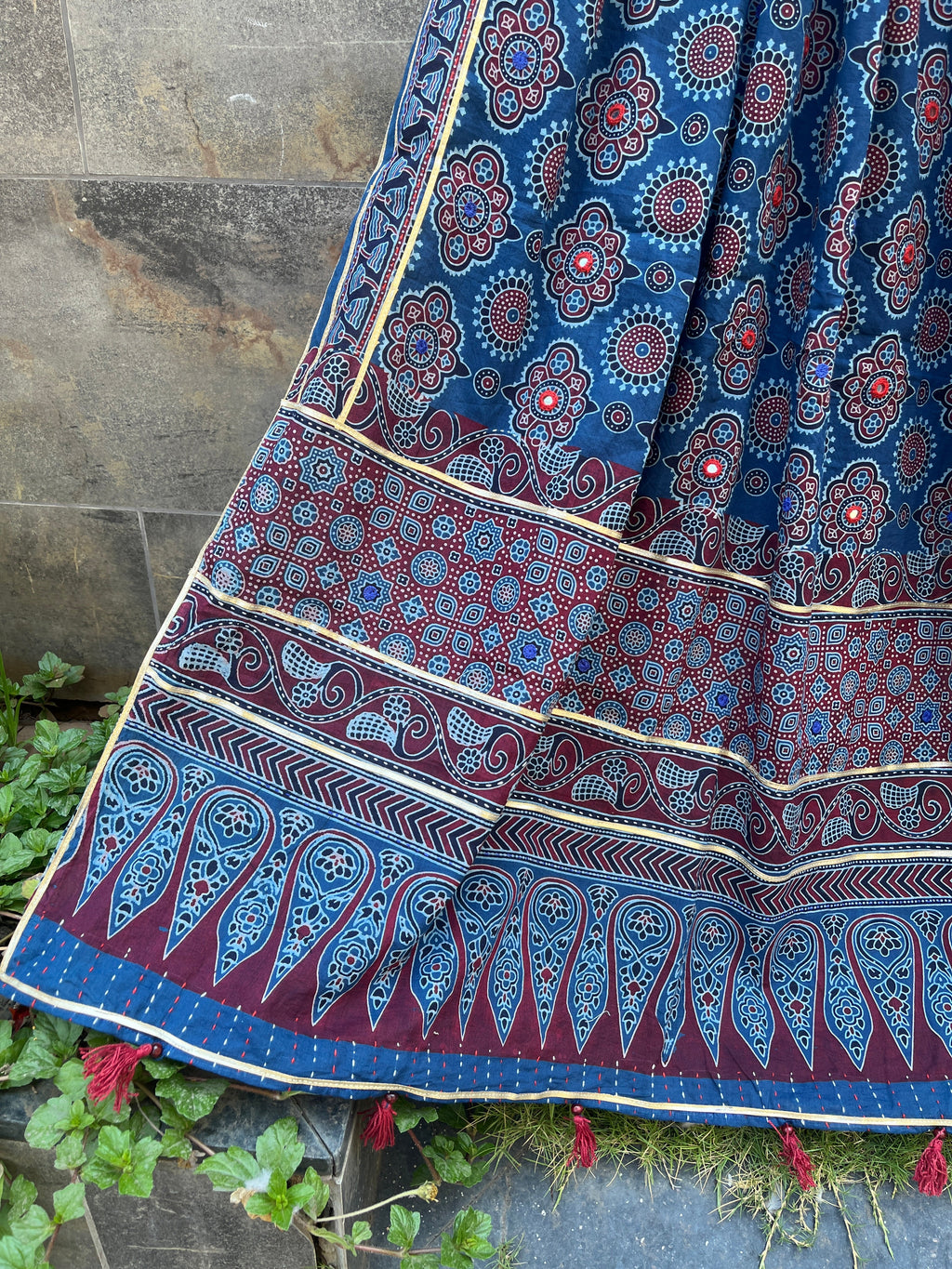 BLUE HANDCRAFTED AJARKH DUPATTA HANDMADEAHOLIC BY MISHKA