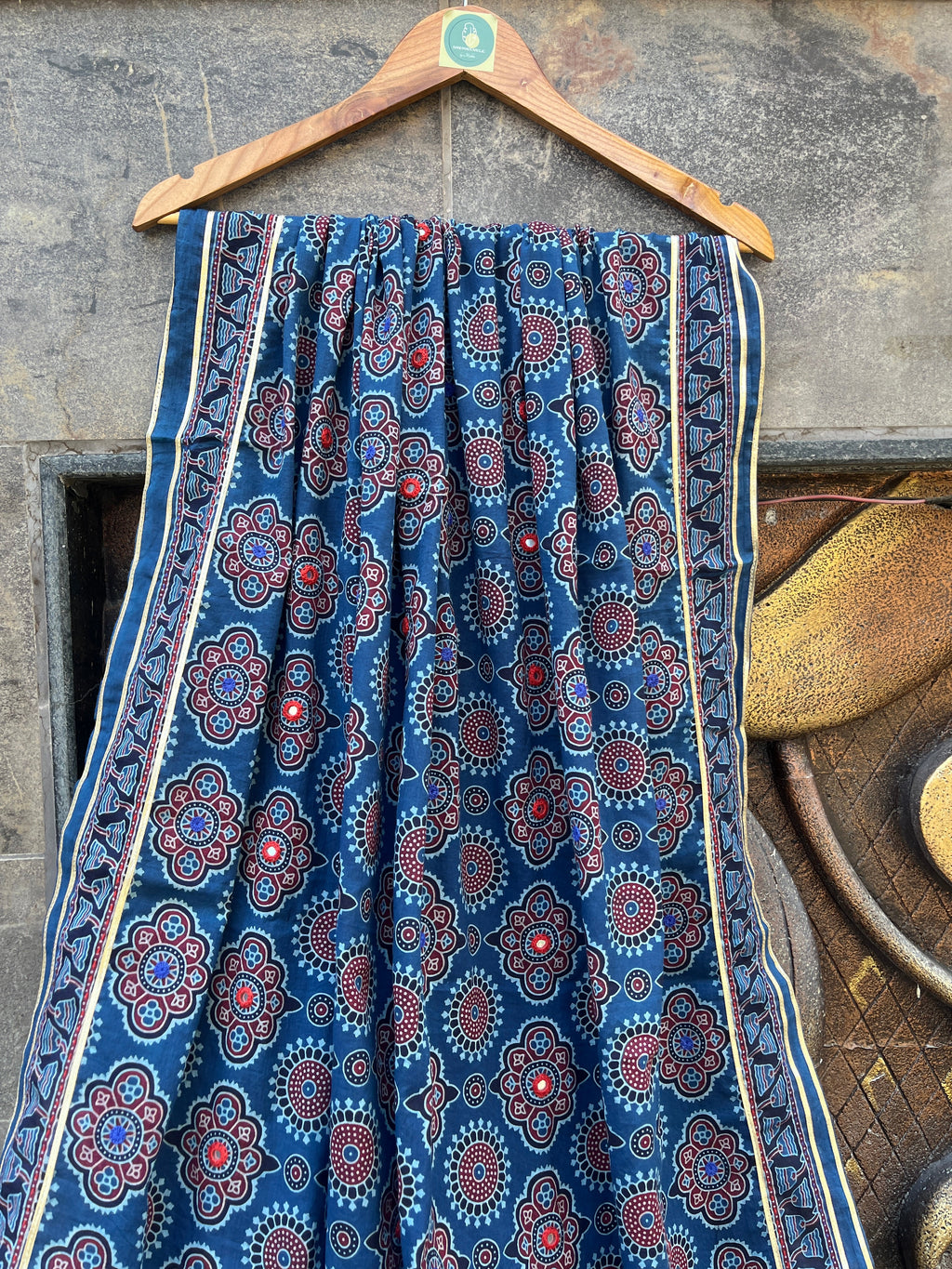 BLUE HANDCRAFTED AJARKH DUPATTA HANDMADEAHOLIC BY MISHKA