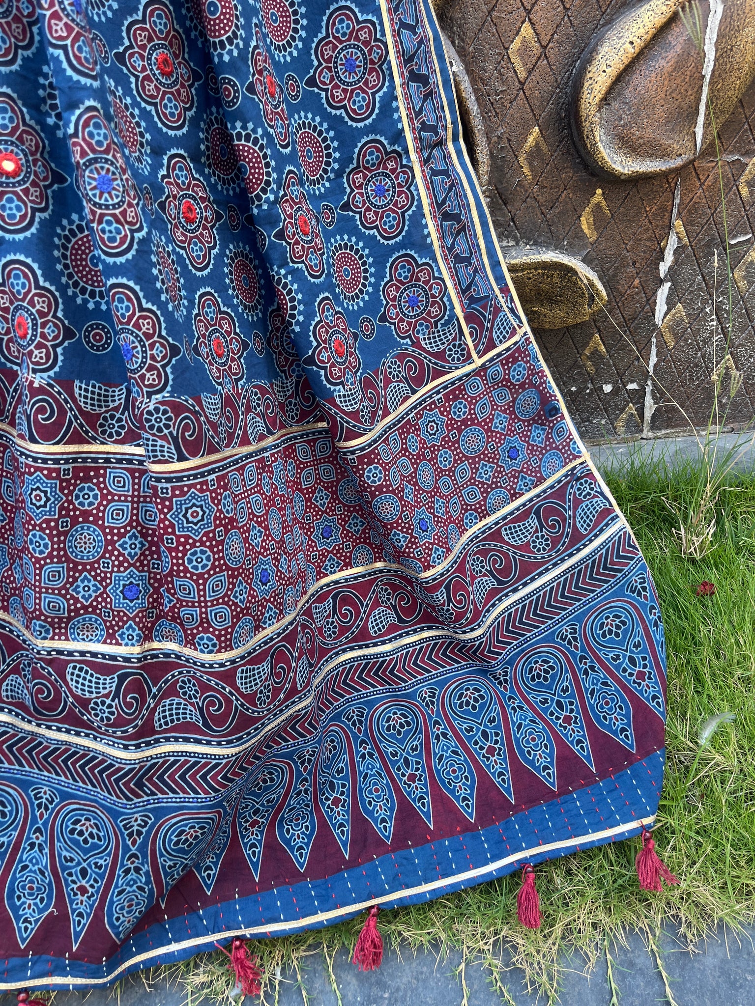 BLUE HANDCRAFTED AJARKH DUPATTA HANDMADEAHOLIC BY MISHKA