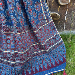 BLUE HANDCRAFTED AJARKH DUPATTA HANDMADEAHOLIC BY MISHKA