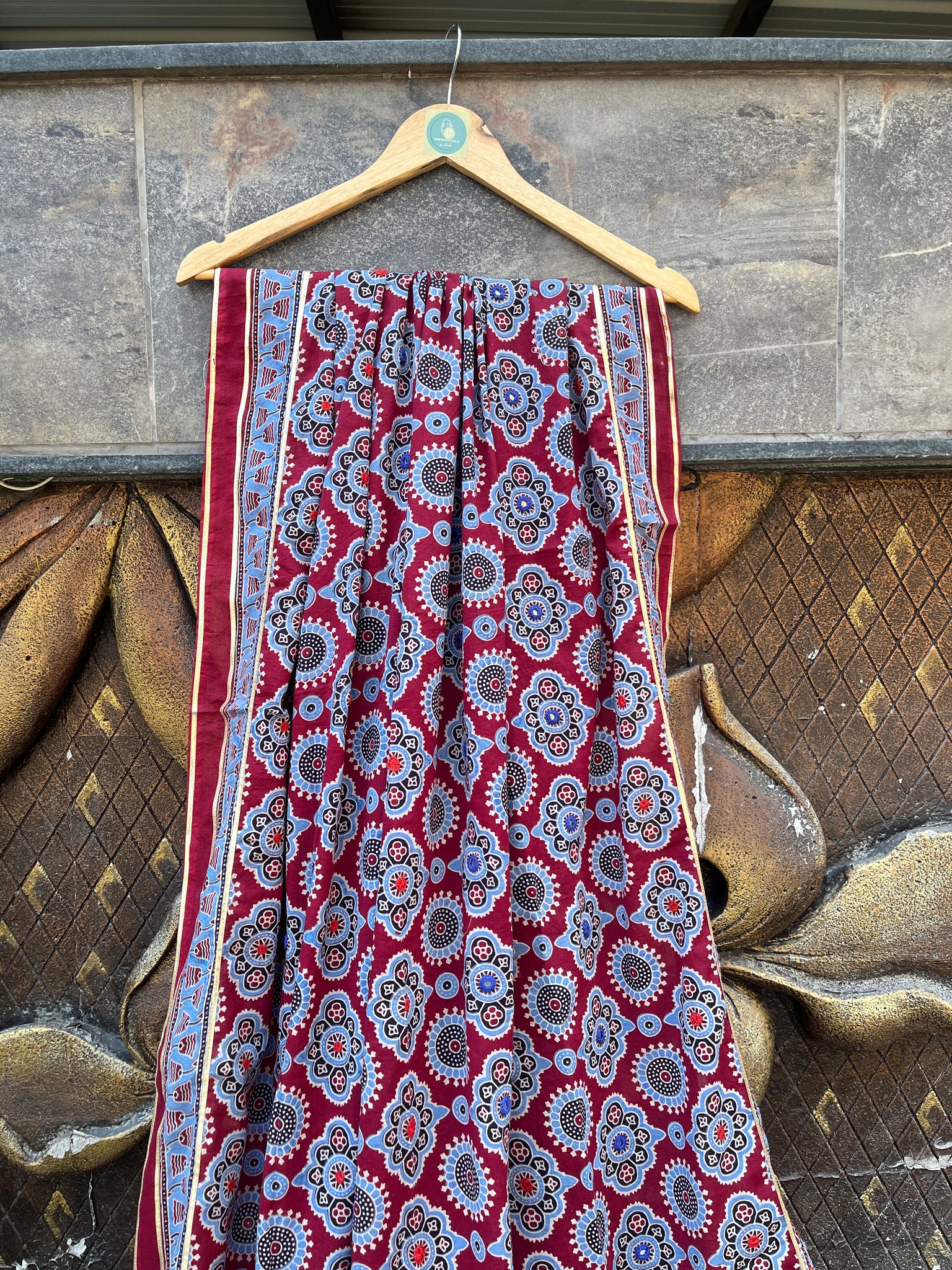 MARRON HANDCRAFTED AJARKH DUPATTA HANDMADEAHOLIC BY MISHKA