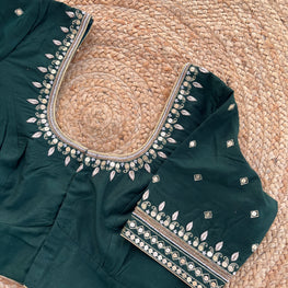 DARK GREEN HANDWORK BLOUSE