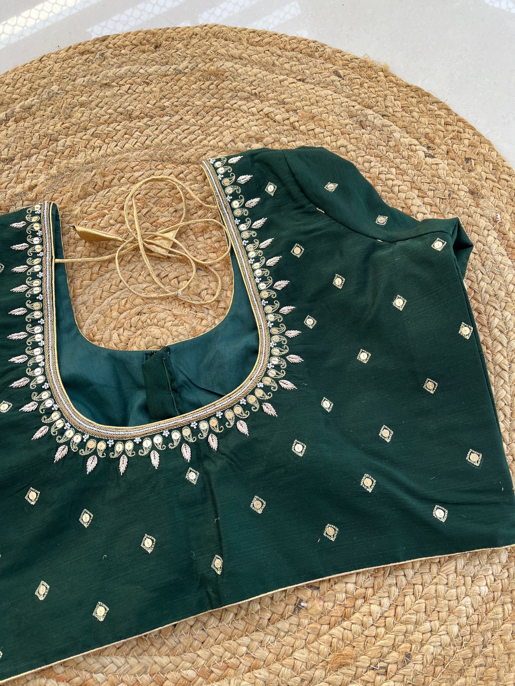 DARK GREEN HANDWORK BLOUSE HANDMADEAHOLIC BY MISHKA