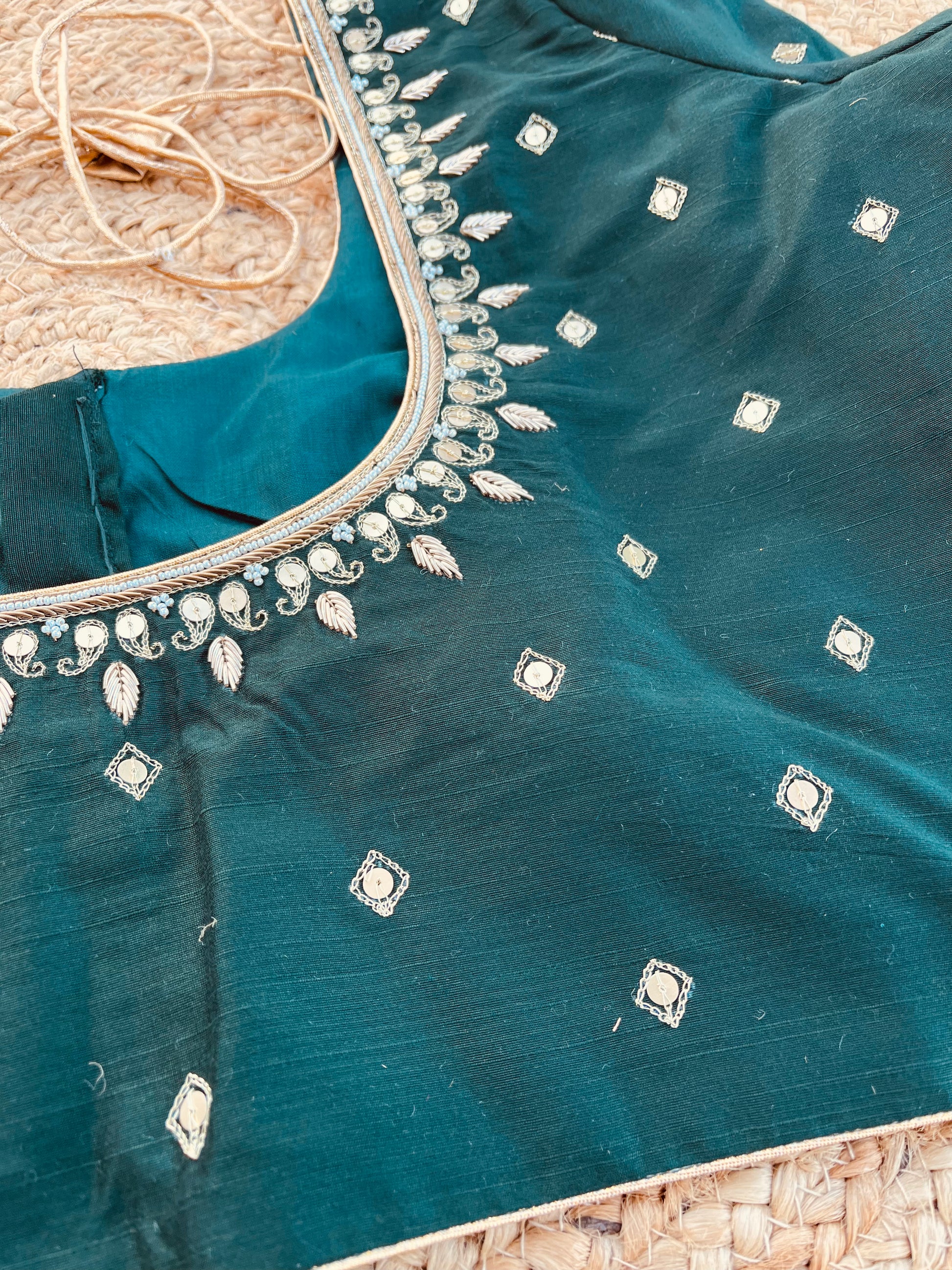 DARK GREEN HANDWORK BLOUSE HANDMADEAHOLIC BY MISHKA