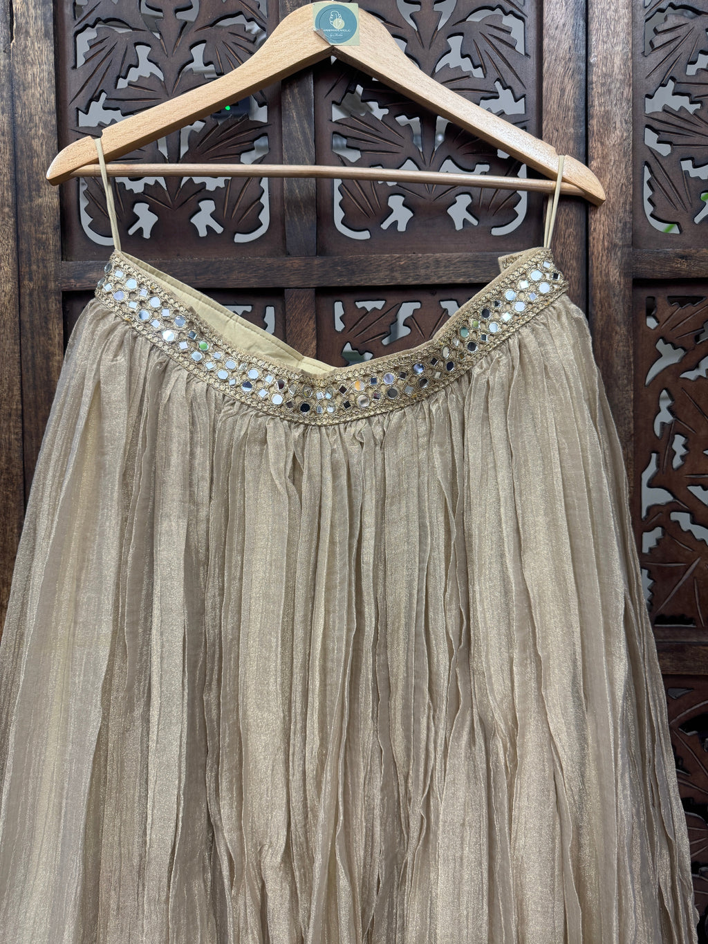 GOLDEN BANARASI GEORGETTE CRUSH SKIRT HANDMADEAHOLIC BY MISHKA