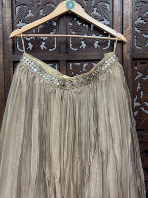 GOLDEN BANARASI GEORGETTE CRUSH SKIRT HANDMADEAHOLIC BY MISHKA
