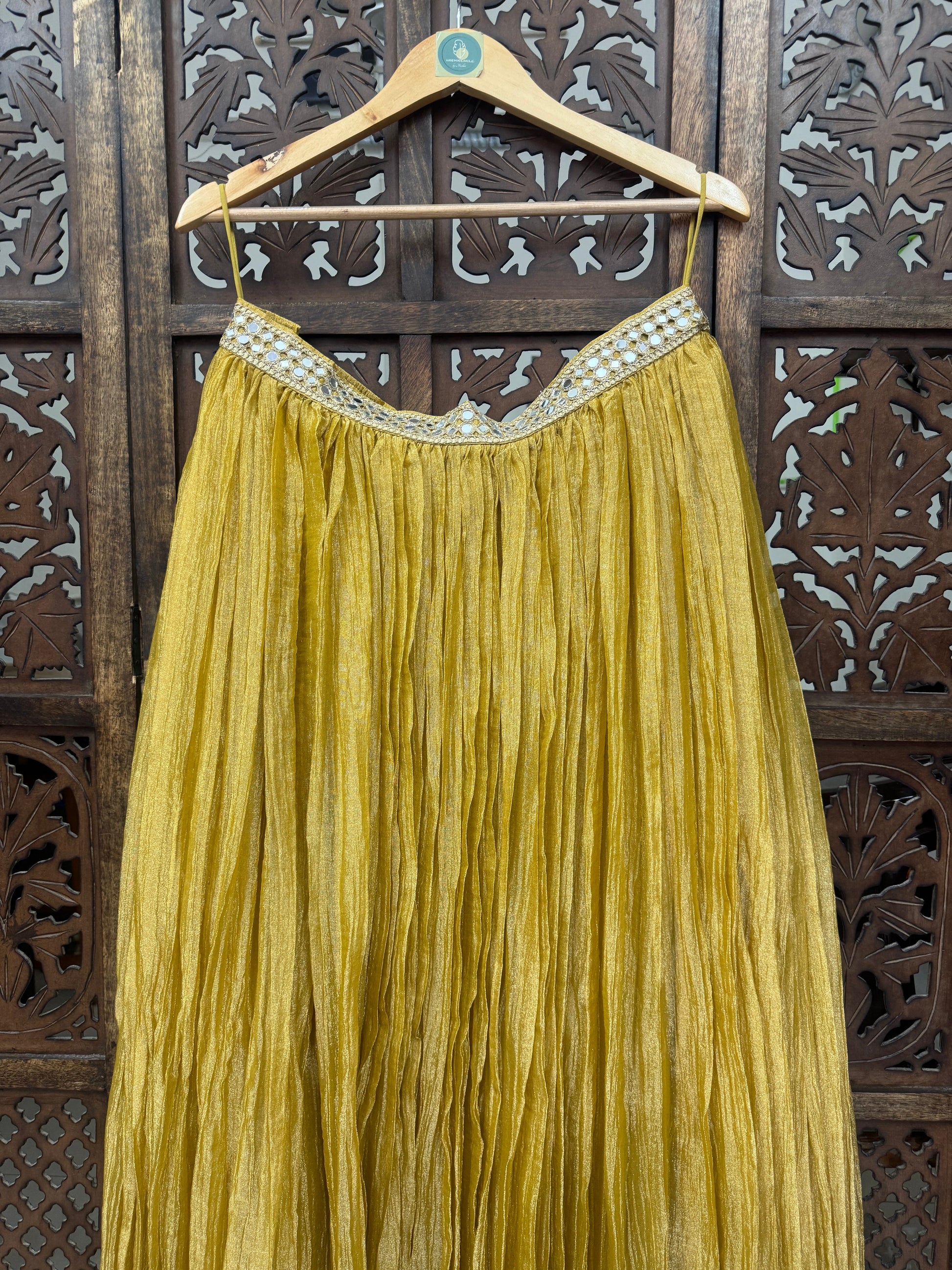 MUSTARD BANARASI GEORGETTE CRUSH SKIRT HANDMADEAHOLIC BY MISHKA