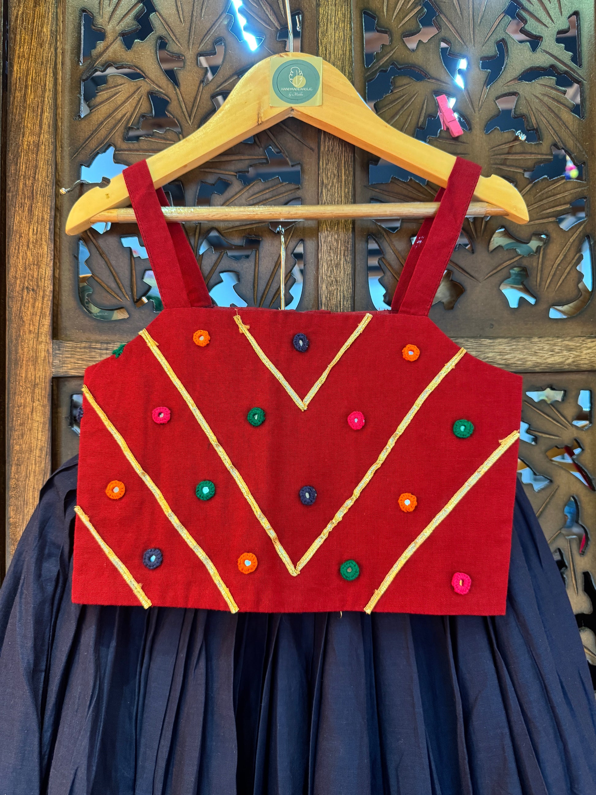 BLUE AND MAROON KIDS CHOLI RAAS'25 HANDMADEAHOLIC BY MISHKA