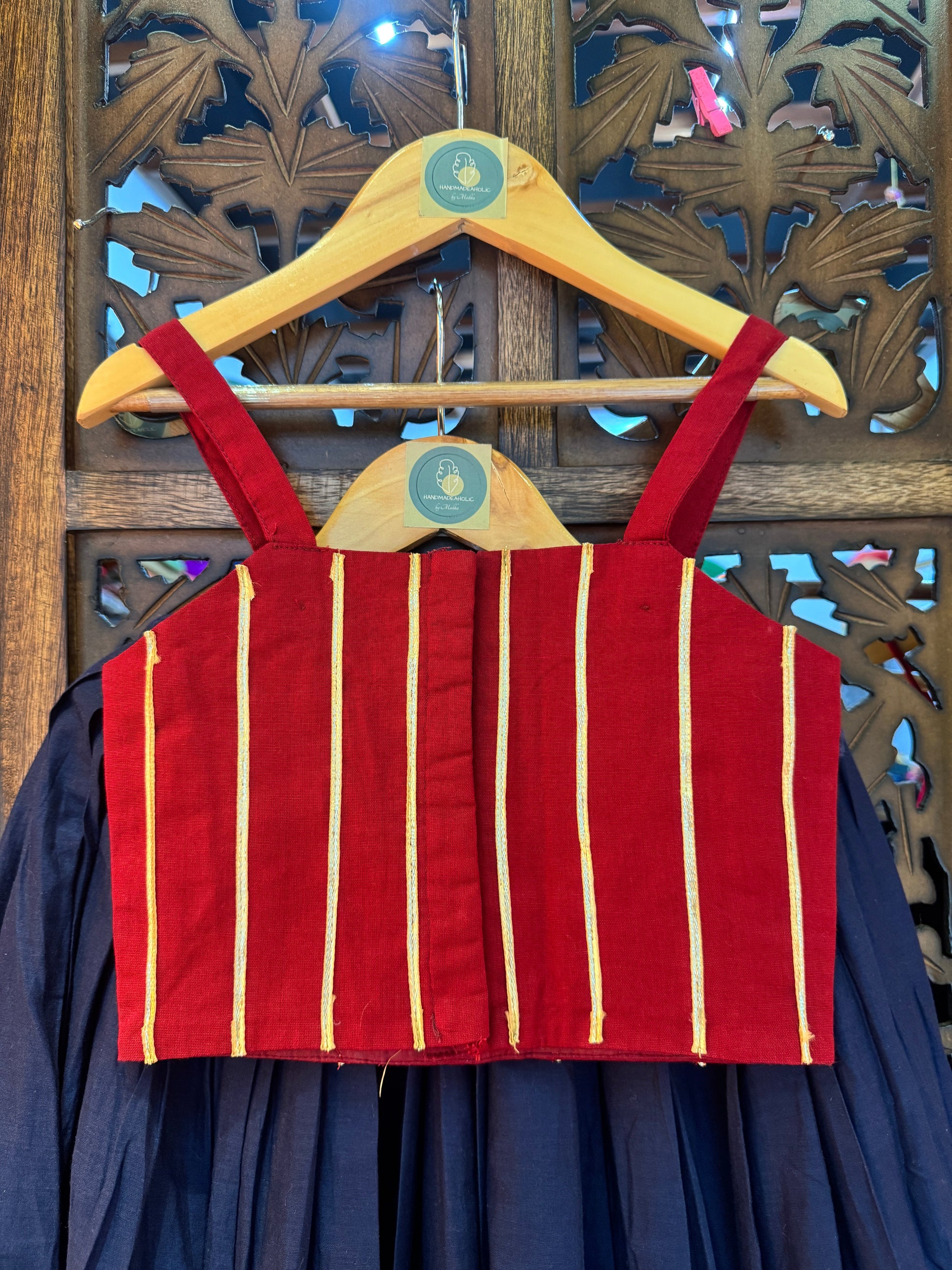 BLUE AND MAROON KIDS CHOLI RAAS'25 HANDMADEAHOLIC BY MISHKA