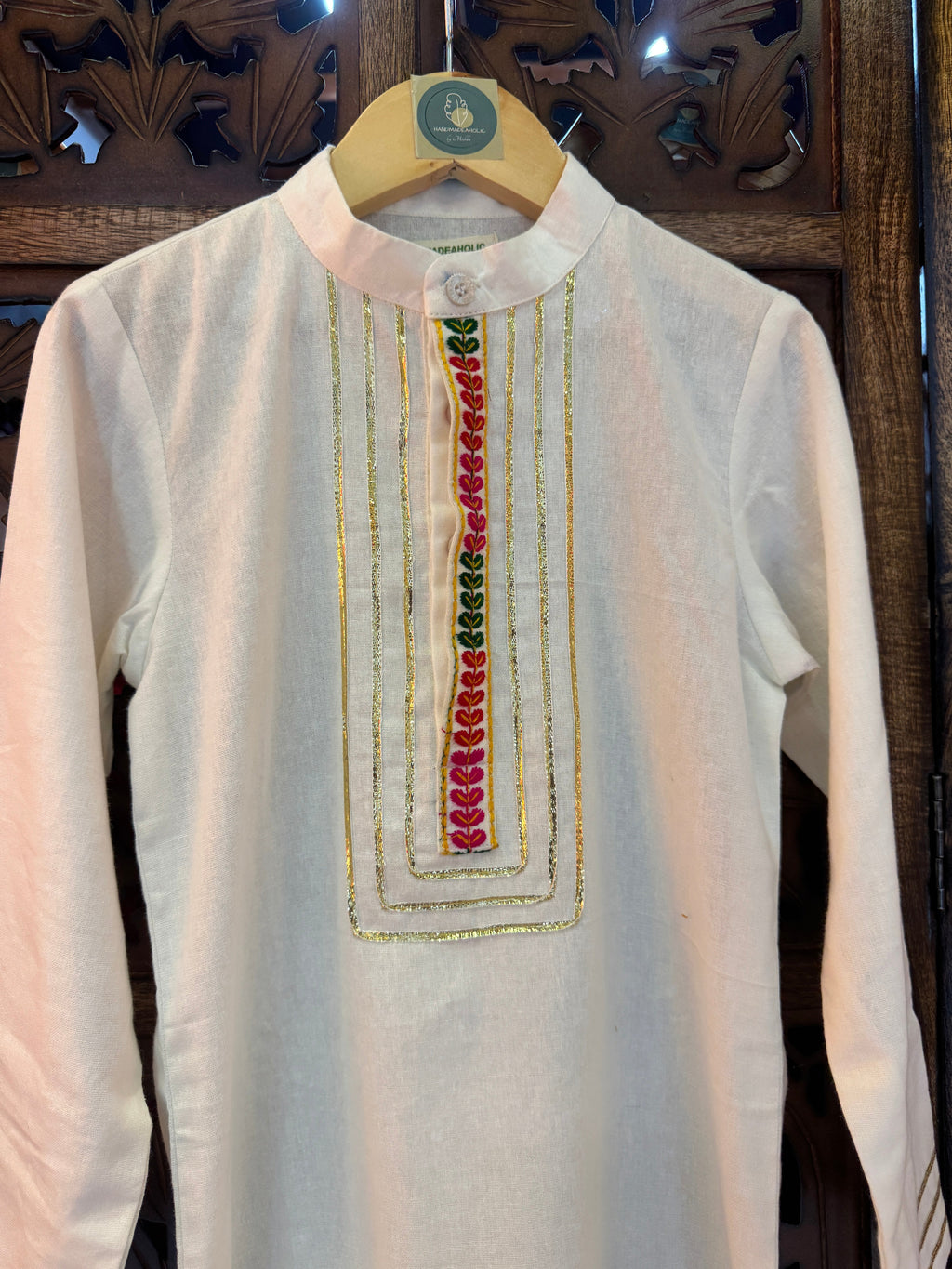 OFF WHITE EMBROIDERY BOYS KURTA RAAS'25 HANDMADEAHOLIC BY MISHKA