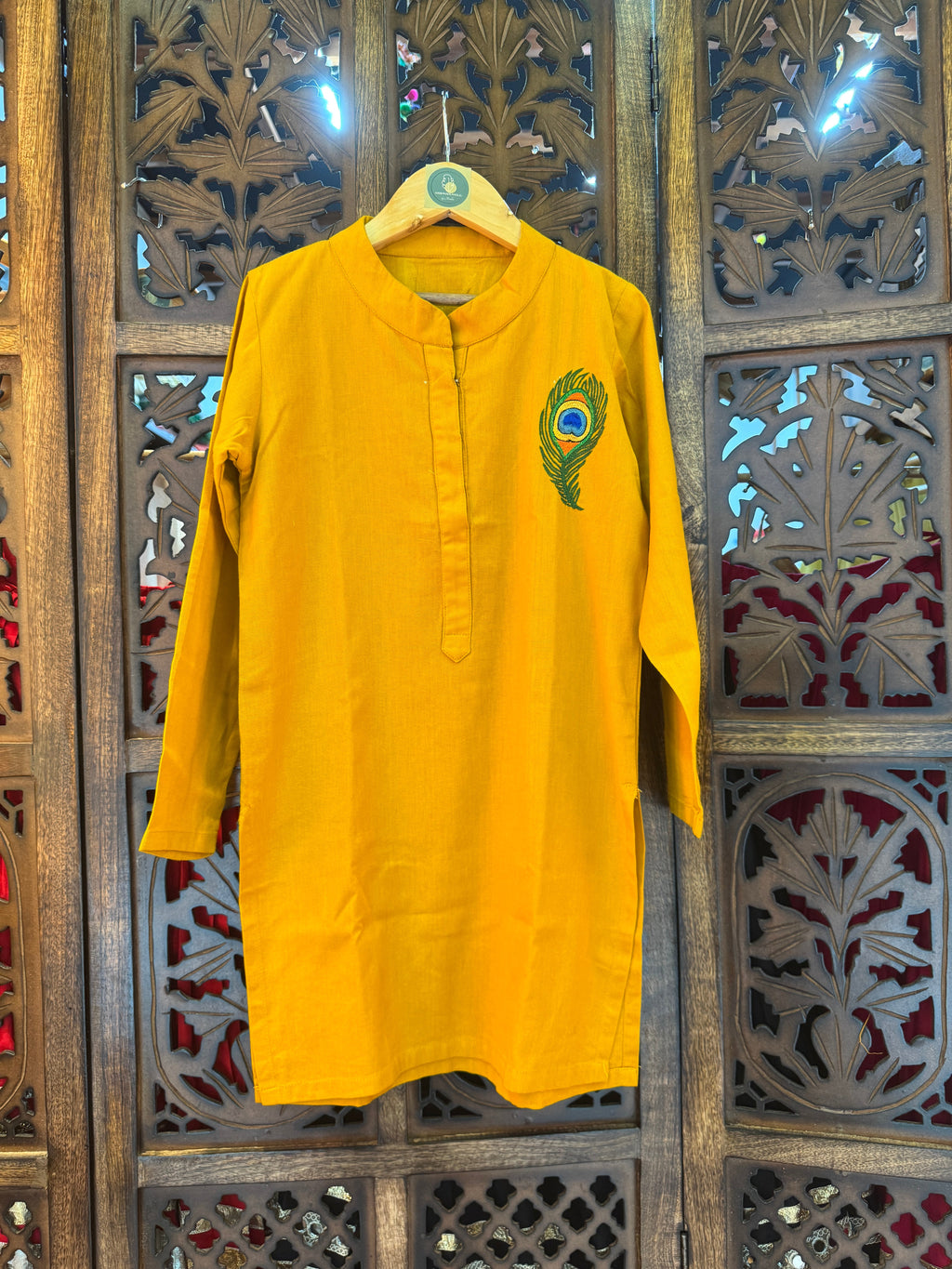 MUSTARD MORPANKH BOYS KURTA HANDMADEAHOLIC BY MISHKA