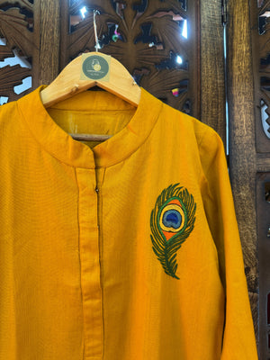 MUSTARD MORPANKH BOYS KURTA HANDMADEAHOLIC BY MISHKA