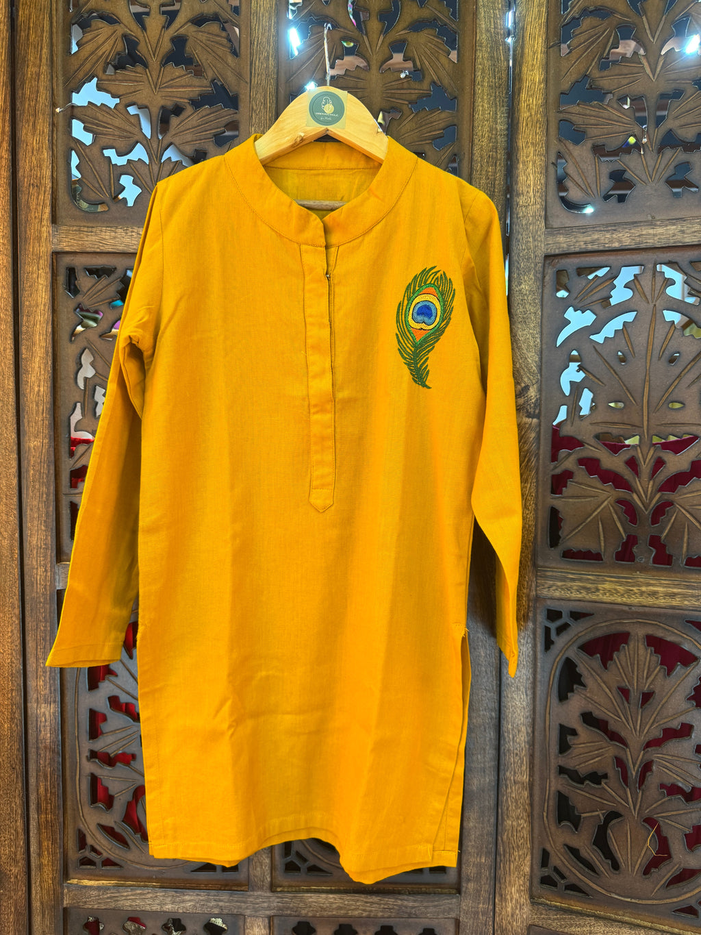 MUSTARD MORPANKH BOYS KURTA HANDMADEAHOLIC BY MISHKA